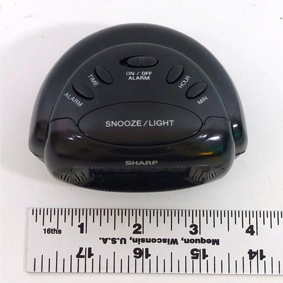 Sharp Mini Digital Travel Alarm Clock Black Battery Operated Snooze Light - Picture 5 of 5